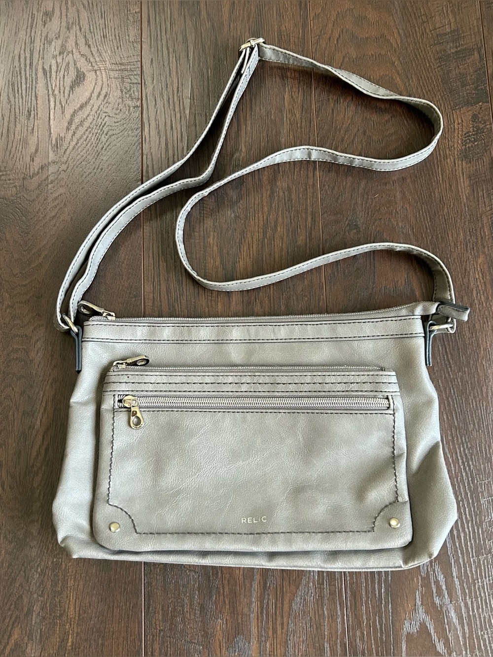 Relic Small Crossbody Purse Silver Gray